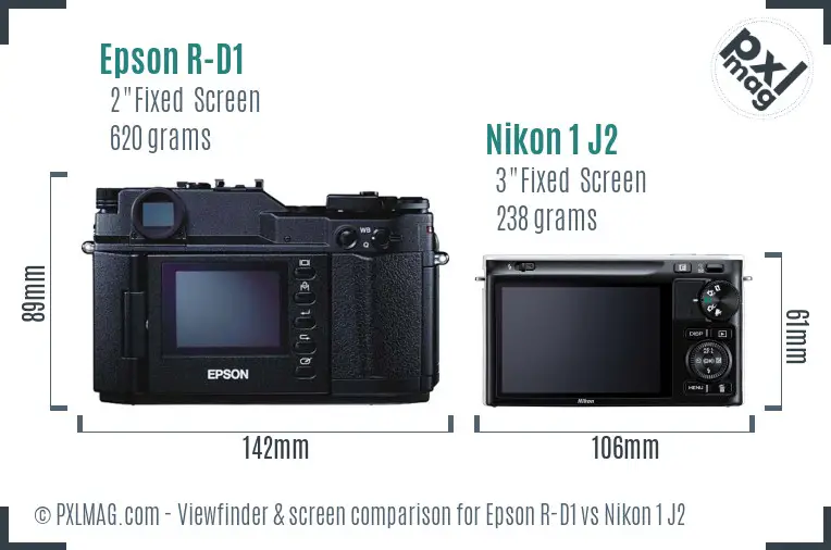 Epson R-D1 vs Nikon 1 J2 Screen and Viewfinder comparison