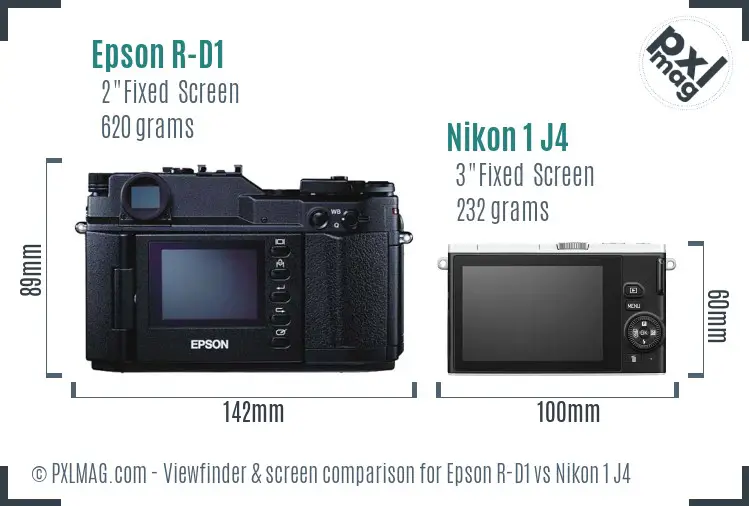 Epson R-D1 vs Nikon 1 J4 Screen and Viewfinder comparison