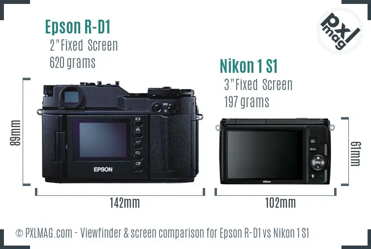 Epson R-D1 vs Nikon 1 S1 Screen and Viewfinder comparison