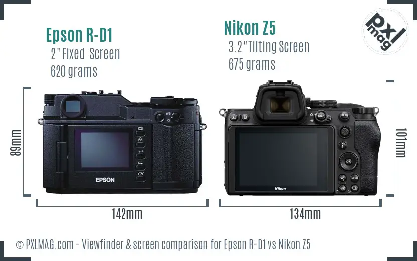 Epson R-D1 vs Nikon Z5 Screen and Viewfinder comparison