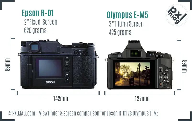 Epson R-D1 vs Olympus E-M5 Screen and Viewfinder comparison