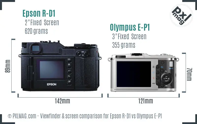 Epson R-D1 vs Olympus E-P1 Screen and Viewfinder comparison
