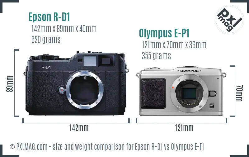 Epson R-D1 vs Olympus E-P1 size comparison
