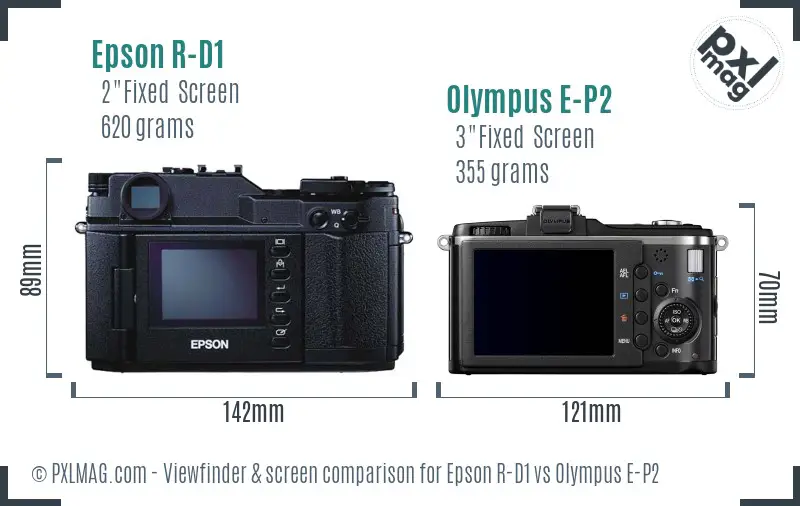 Epson R-D1 vs Olympus E-P2 Screen and Viewfinder comparison