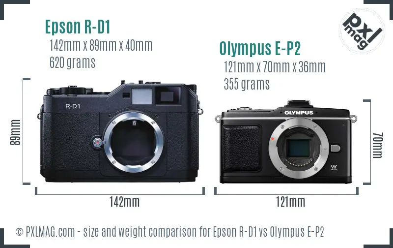 Epson R-D1 vs Olympus E-P2 size comparison