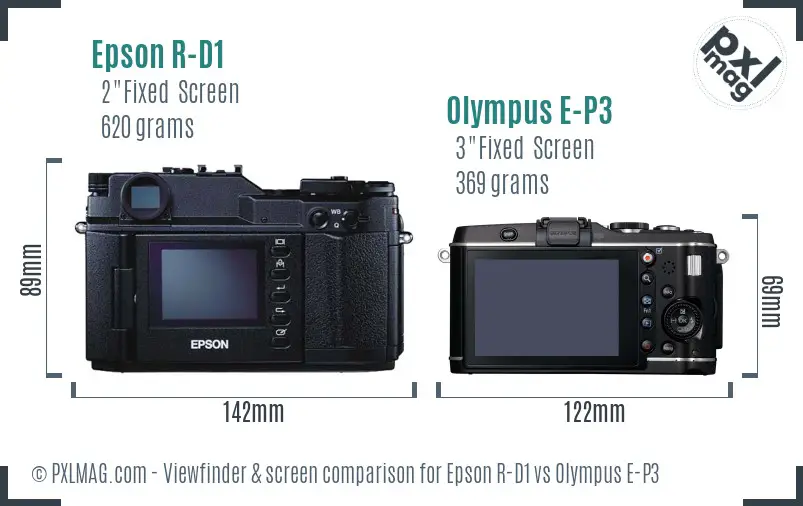 Epson R-D1 vs Olympus E-P3 Screen and Viewfinder comparison Epson R-D1 vs Olympus E-P3 Screen and Viewfinder comparison