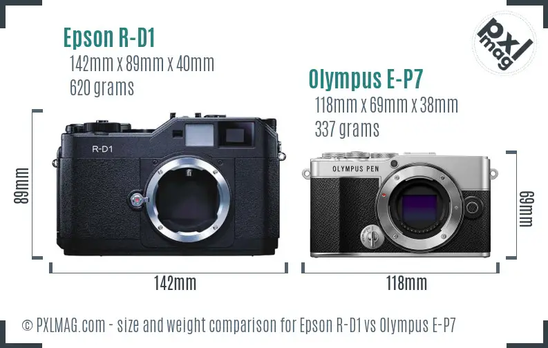 Epson R-D1 vs Olympus E-P7 size comparison