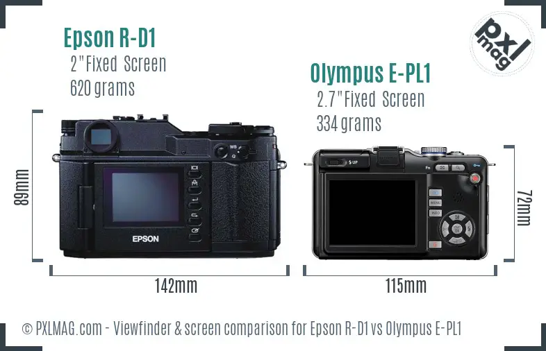 Epson R-D1 vs Olympus E-PL1 Screen and Viewfinder comparison