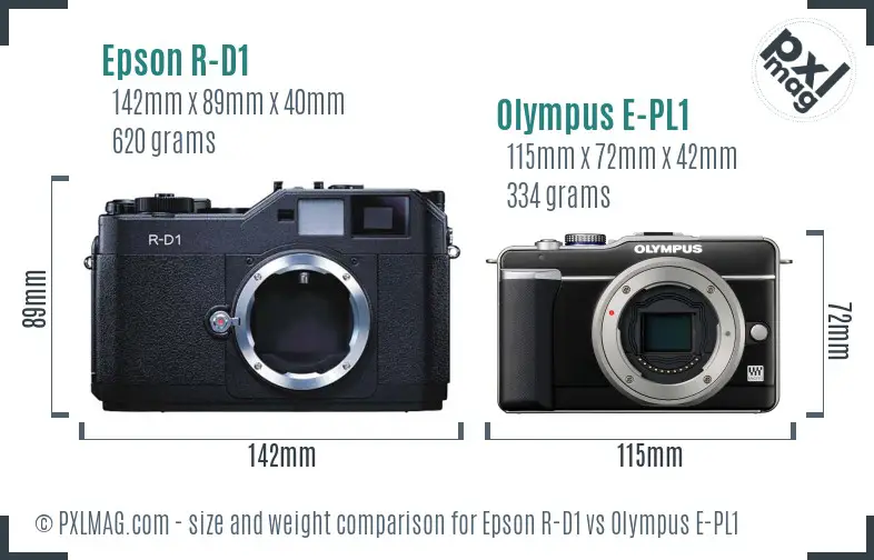 Epson R-D1 vs Olympus E-PL1 size comparison
