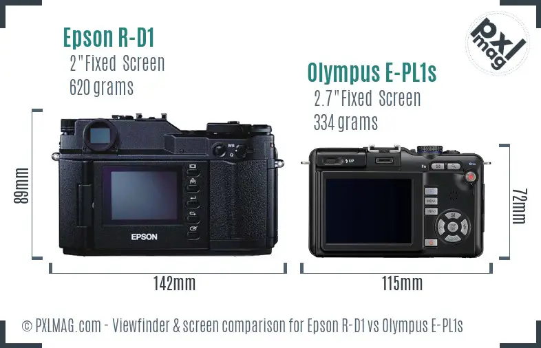 Epson R-D1 vs Olympus E-PL1s Screen and Viewfinder comparison