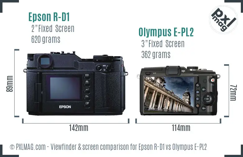 Epson R-D1 vs Olympus E-PL2 Screen and Viewfinder comparison