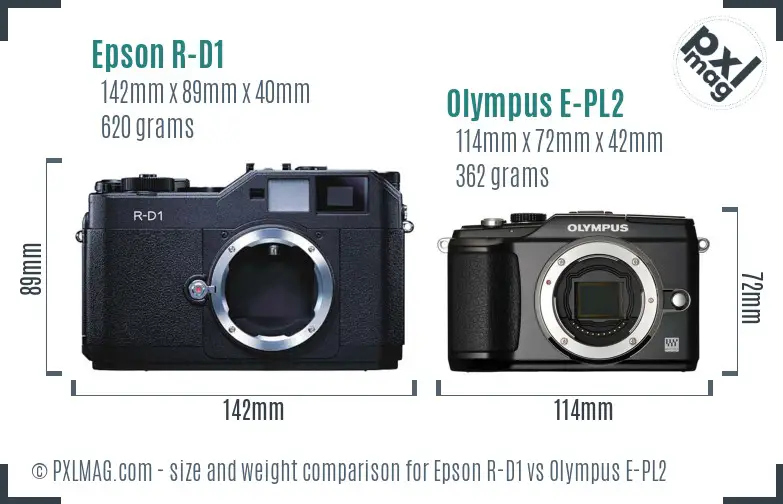 Epson R-D1 vs Olympus E-PL2 size comparison