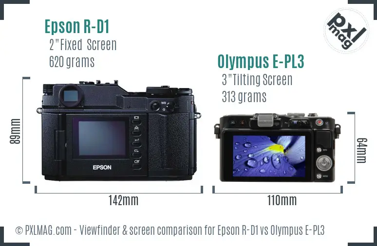 Epson R-D1 vs Olympus E-PL3 Screen and Viewfinder comparison