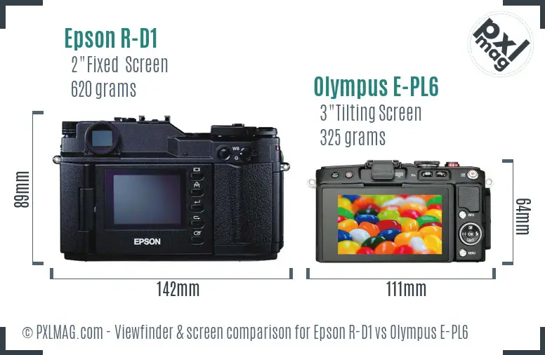 Epson R-D1 vs Olympus E-PL6 Screen and Viewfinder comparison Epson R-D1 vs Olympus E-PL6 Screen and Viewfinder comparison