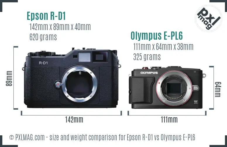 Epson R-D1 vs Olympus E-PL6 size comparison Epson R-D1 vs Olympus E-PL6 size comparison