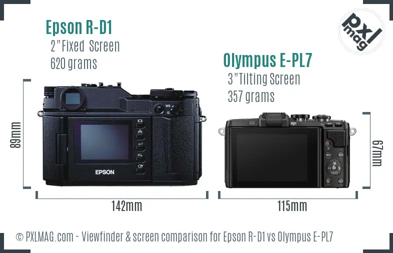 Epson R-D1 vs Olympus E-PL7 Screen and Viewfinder comparison