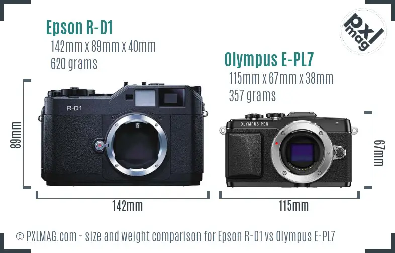 Epson R-D1 vs Olympus E-PL7 size comparison