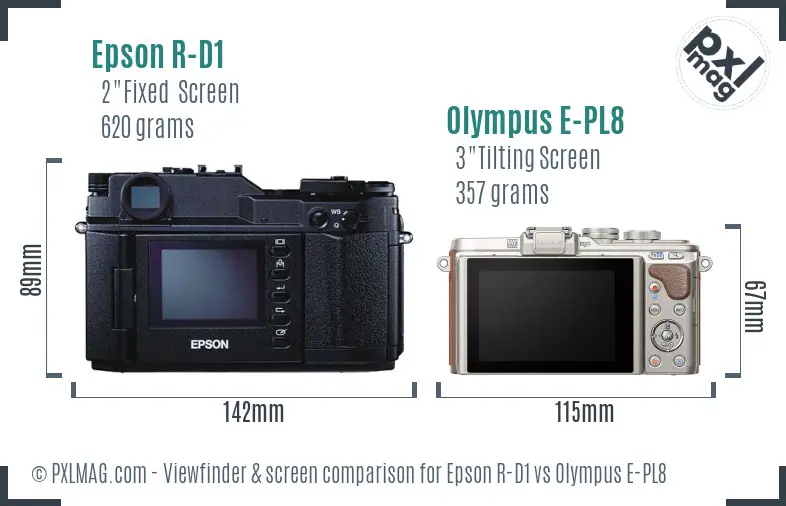 Epson R-D1 vs Olympus E-PL8 Screen and Viewfinder comparison Epson R-D1 vs Olympus E-PL8 Screen and Viewfinder comparison