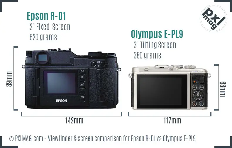 Epson R-D1 vs Olympus E-PL9 Screen and Viewfinder comparison