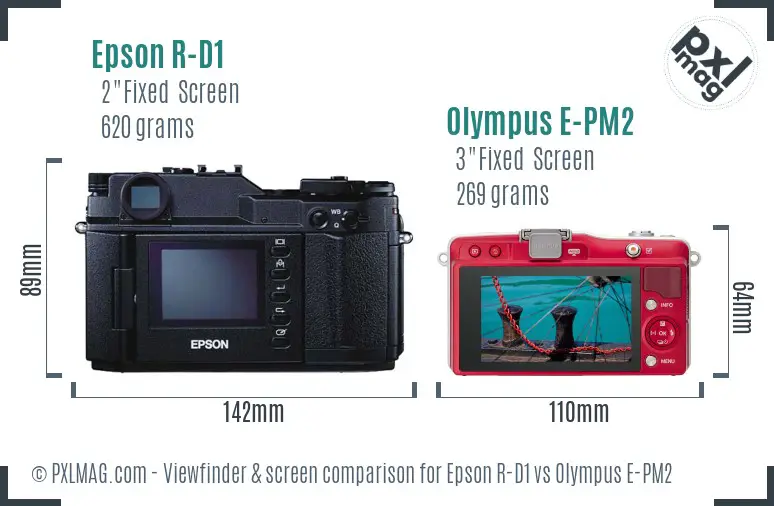 Epson R-D1 vs Olympus E-PM2 Screen and Viewfinder comparison