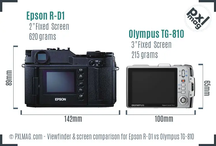 Epson R-D1 vs Olympus TG-810 Screen and Viewfinder comparison