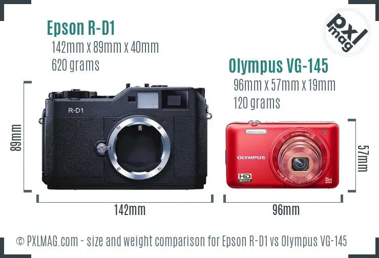 Epson R-D1 vs Olympus VG-145 size comparison