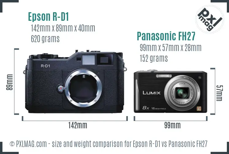Epson R-D1 vs Panasonic FH27 size comparison