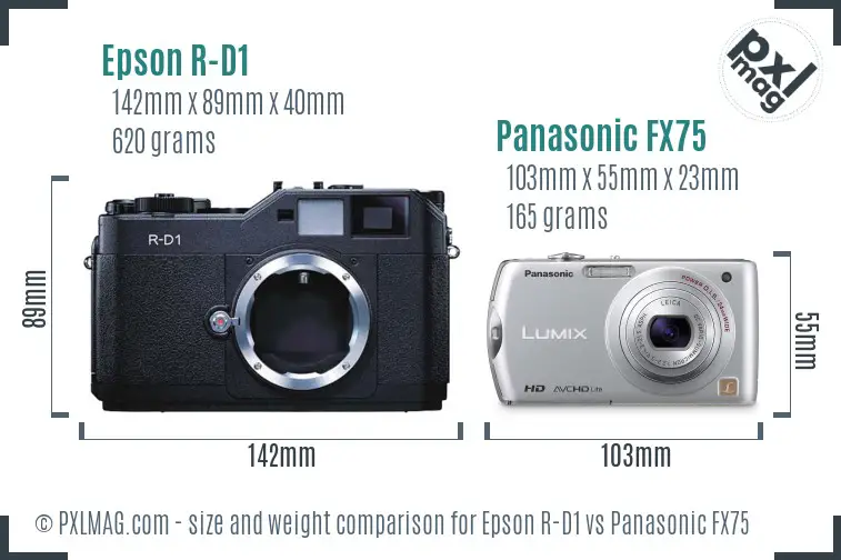 Epson R-D1 vs Panasonic FX75 size comparison