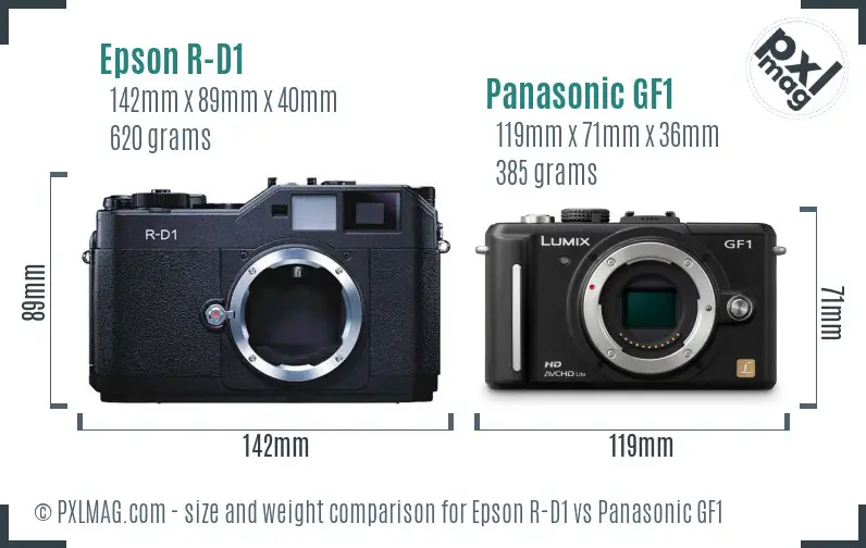 Epson R-D1 vs Panasonic GF1 size comparison