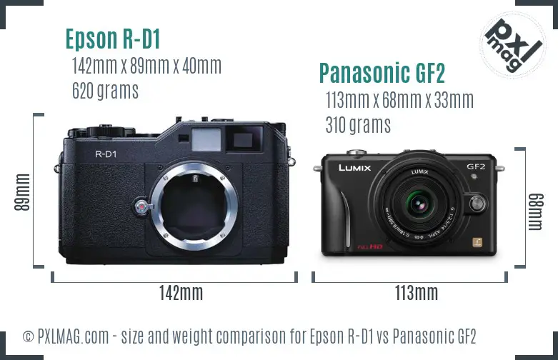 Epson R-D1 vs Panasonic GF2 size comparison