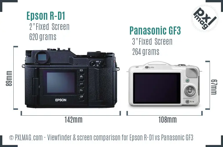 Epson R-D1 vs Panasonic GF3 Screen and Viewfinder comparison