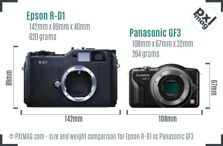Epson R-D1 vs Panasonic GF3 size comparison
