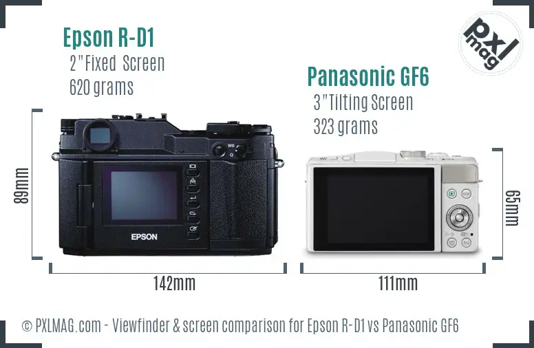 Epson R-D1 vs Panasonic GF6 Screen and Viewfinder comparison