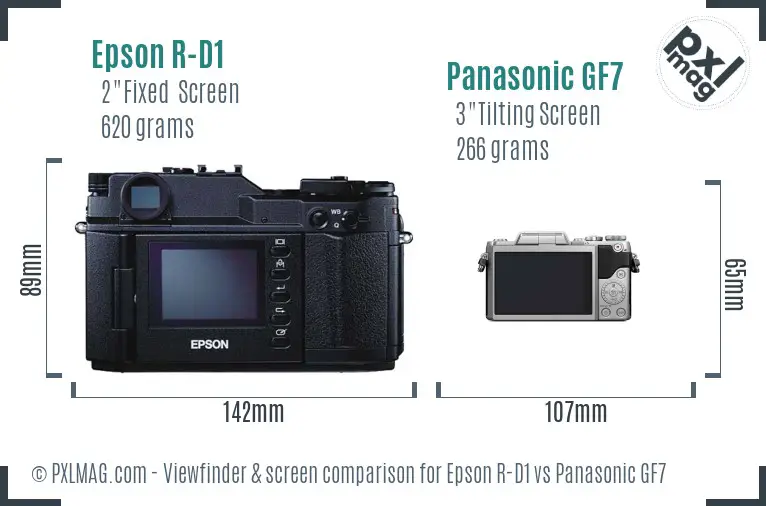Epson R-D1 vs Panasonic GF7 Screen and Viewfinder comparison