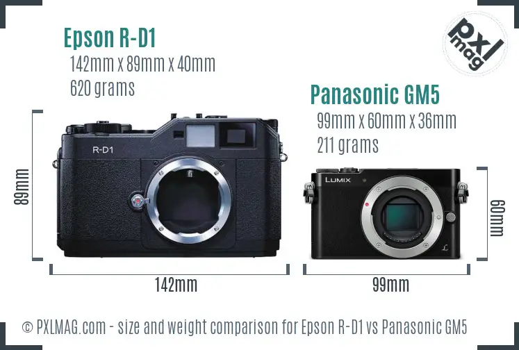 Epson R-D1 vs Panasonic GM5 size comparison Epson R-D1 vs Panasonic GM5 size comparison