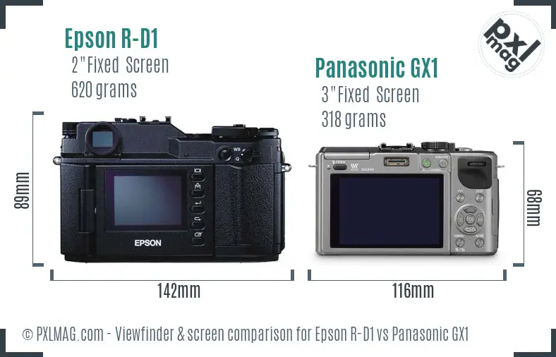 Epson R-D1 vs Panasonic GX1 Screen and Viewfinder comparison Epson R-D1 vs Panasonic GX1 Screen and Viewfinder comparison