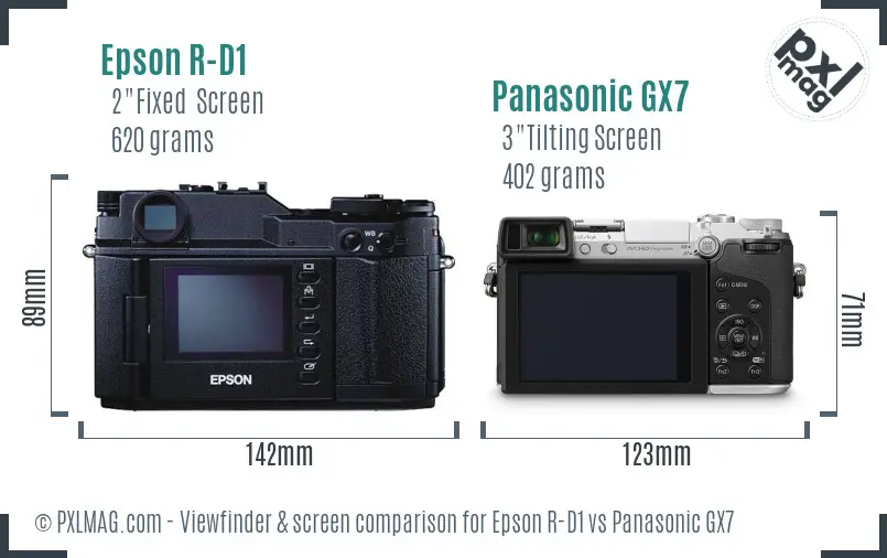 Epson R-D1 vs Panasonic GX7 Screen and Viewfinder comparison