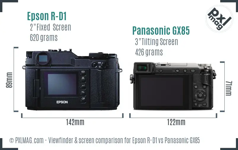Epson R-D1 vs Panasonic GX85 Screen and Viewfinder comparison