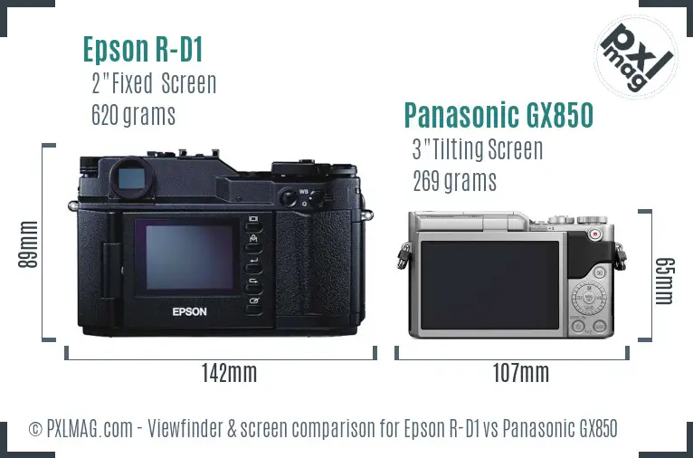 Epson R-D1 vs Panasonic GX850 Screen and Viewfinder comparison