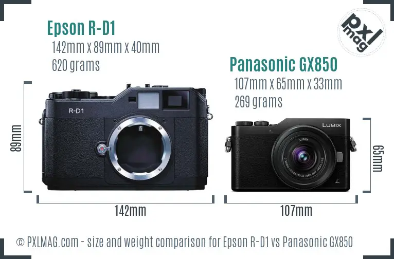 Epson R-D1 vs Panasonic GX850 size comparison