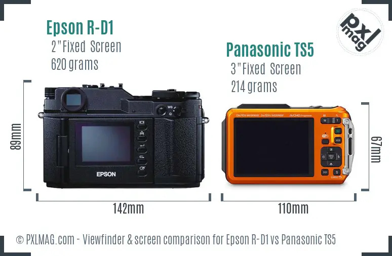 Epson R-D1 vs Panasonic TS5 Screen and Viewfinder comparison