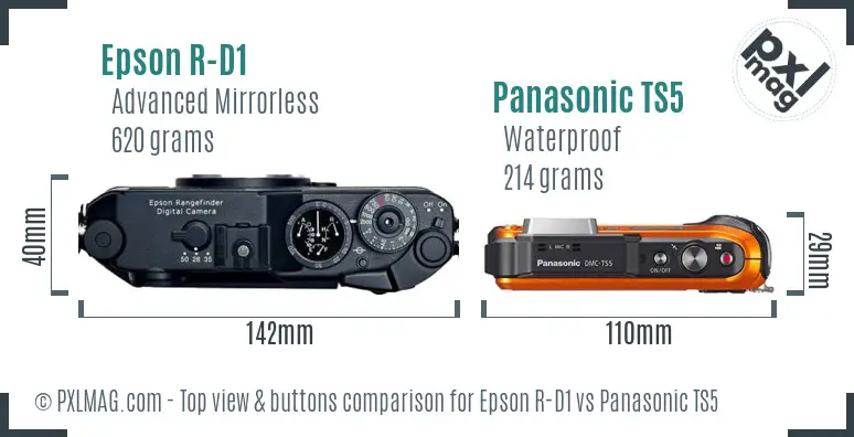 Epson R-D1 vs Panasonic TS5 top view buttons comparison