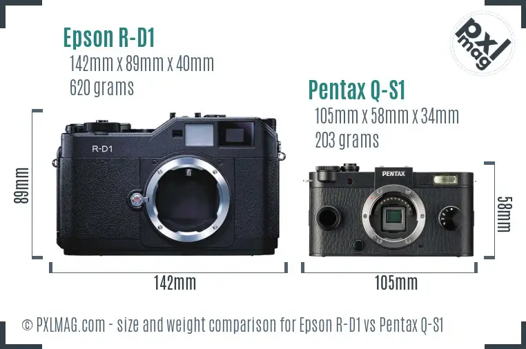 Epson R-D1 vs Pentax Q-S1 size comparison