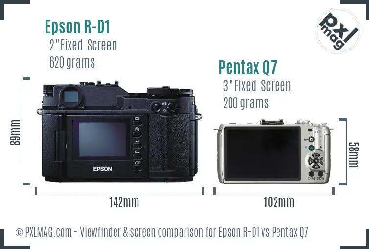 Epson R-D1 vs Pentax Q7 Screen and Viewfinder comparison
