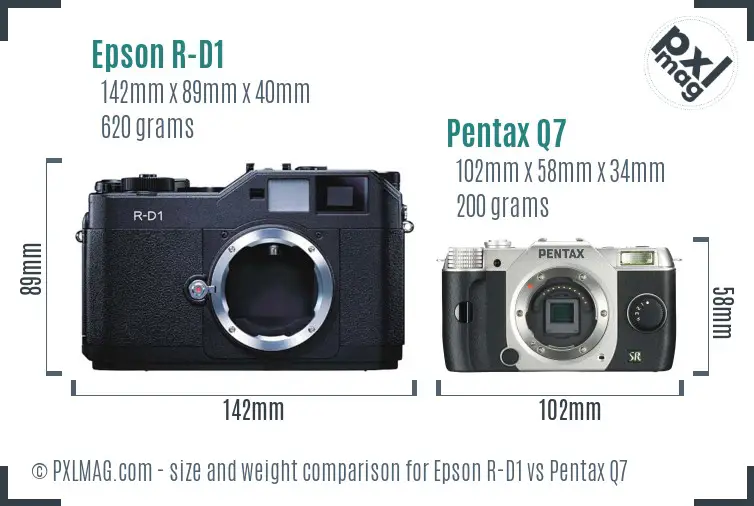 Epson R-D1 vs Pentax Q7 size comparison