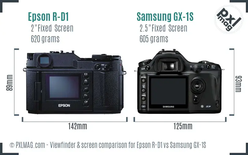 Epson R-D1 vs Samsung GX-1S Screen and Viewfinder comparison