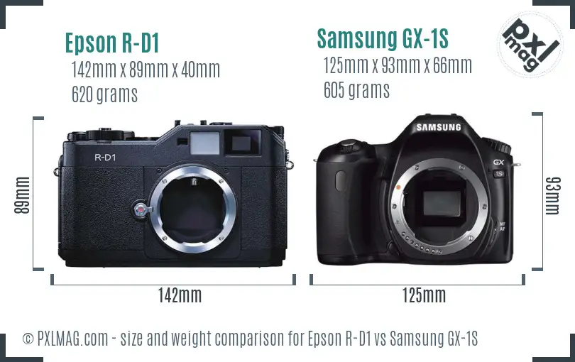 Epson R-D1 vs Samsung GX-1S size comparison