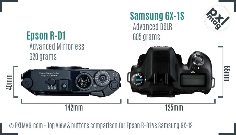 Epson R-D1 vs Samsung GX-1S top view buttons comparison