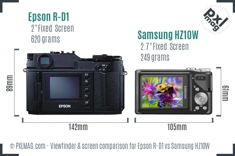 Epson R-D1 vs Samsung HZ10W Screen and Viewfinder comparison