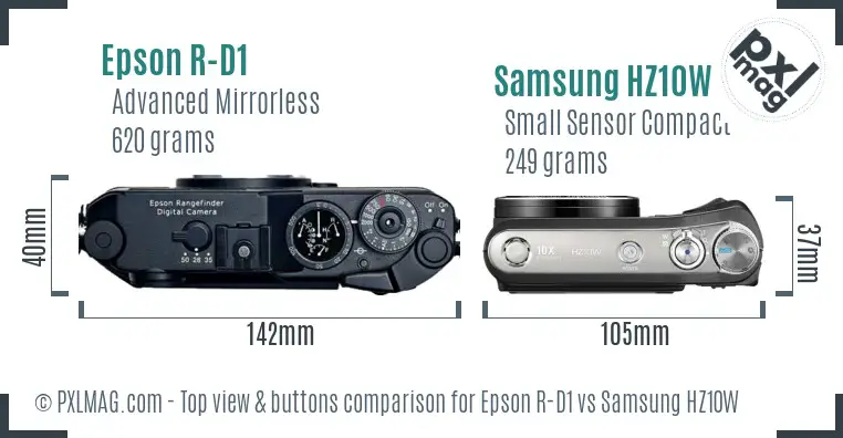 Epson R-D1 vs Samsung HZ10W top view buttons comparison